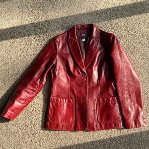 GAP 100% Genuine Red Leather Blazer - Vintage 90s